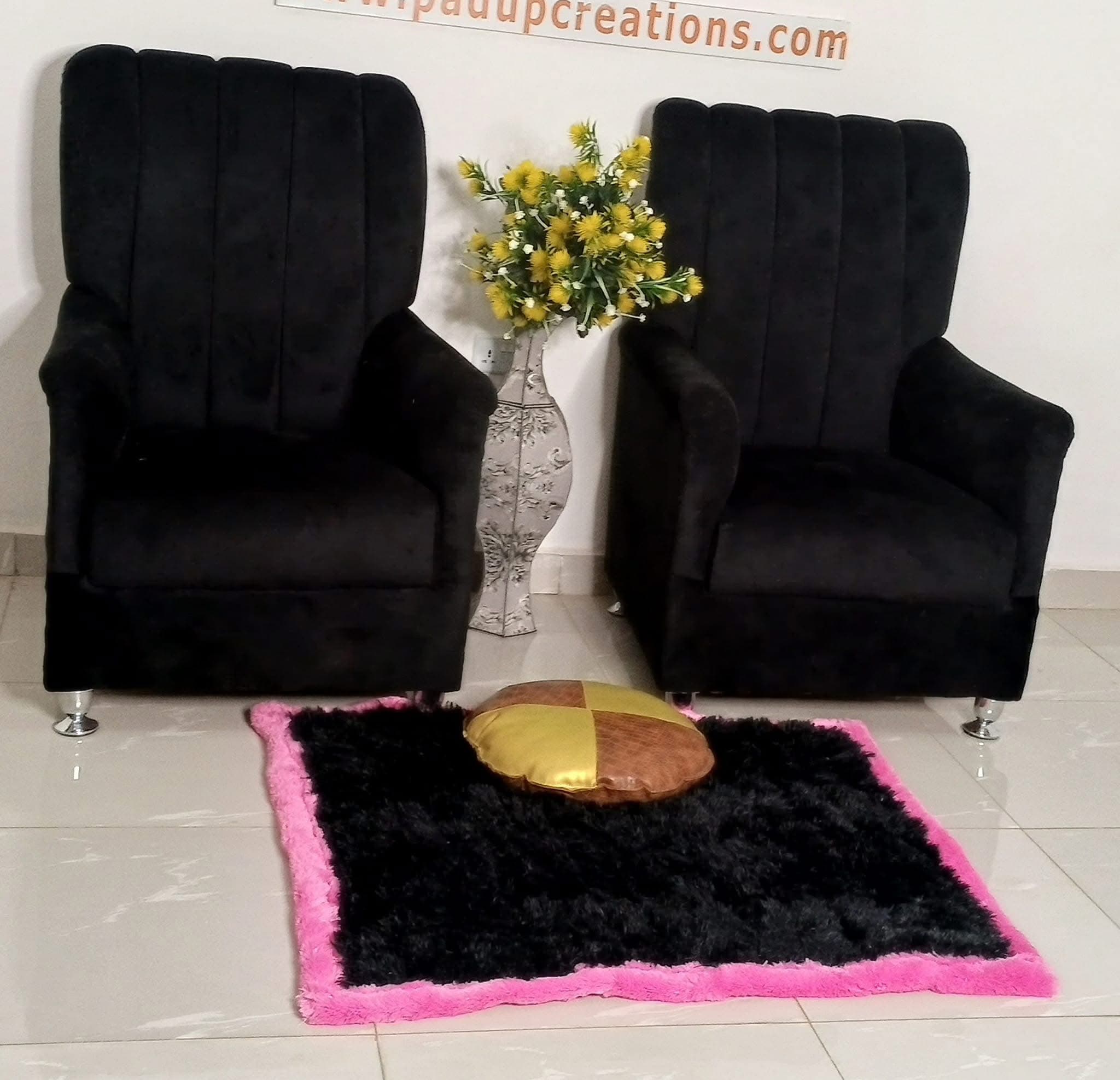 Black & Pink Accent Rug