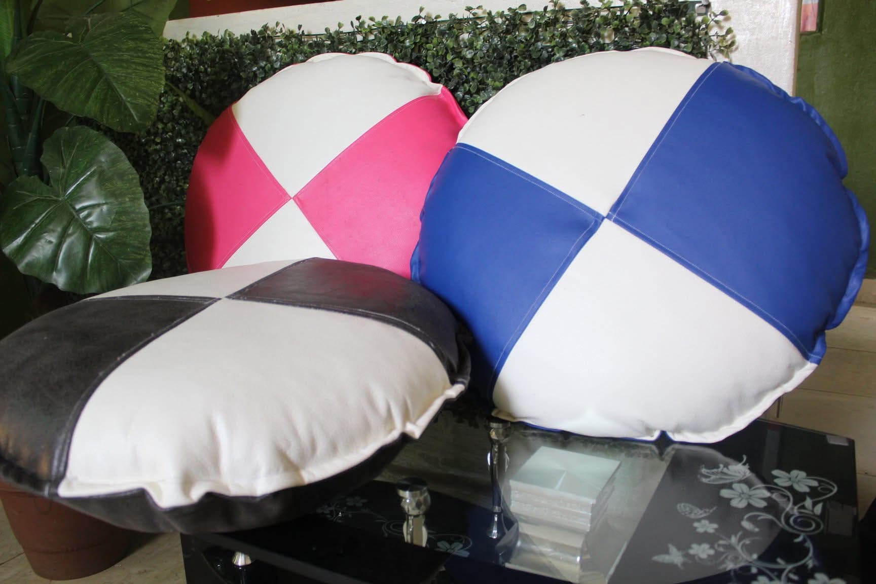 Patchwork round throw pillows